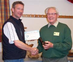 Frank Hayward wins the highly commended certificate from Jimmy Clewes